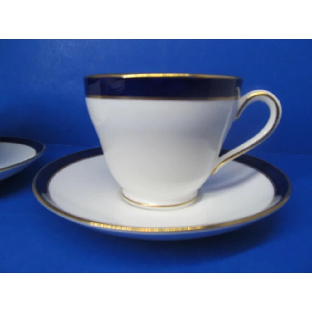 Spode Consul Cobalt Set Of 2 Coffee Or Tea Cups And 2 Saucers VGC